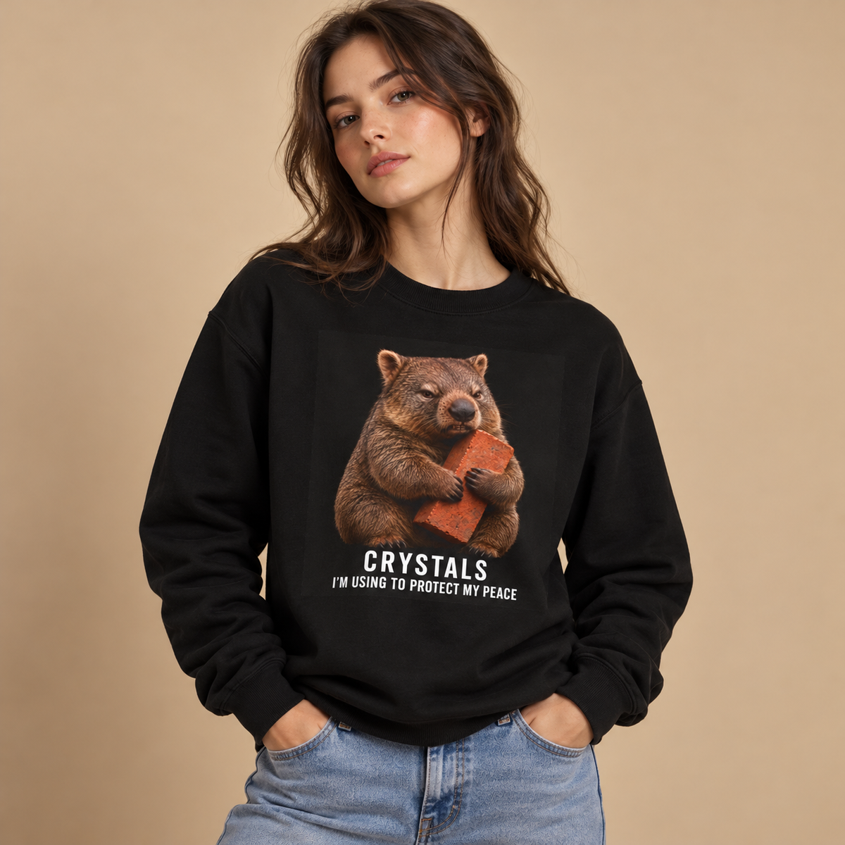 Crystals Bear I’m Using to Protect My Peace Sweatshirt